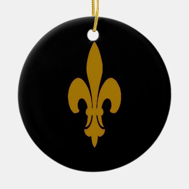 Golden Fleur De Lis Ceramic Ornament (Front)