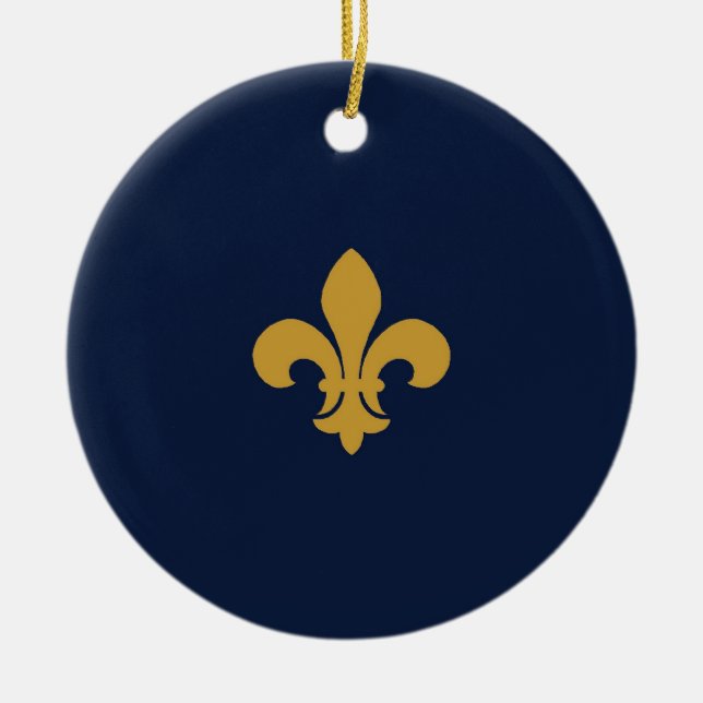 Golden Fleur De Lis Ceramic Ornament (Front)