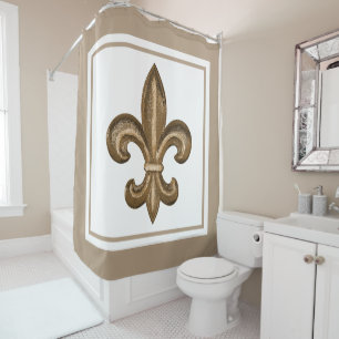 Golden Fleur de Lis Custom Shower Curtain