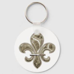 Golden Fleur de Lis Customizable Keychain