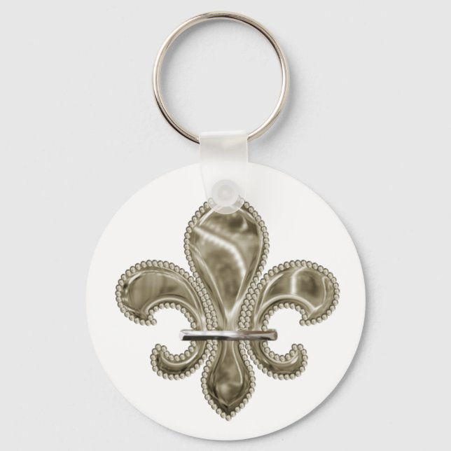 Golden Fleur de Lis Customizable Keychain (Front)