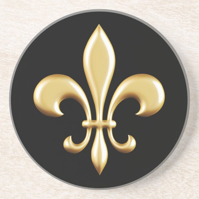Golden Fleur De Lis Drink Coaster (Front)
