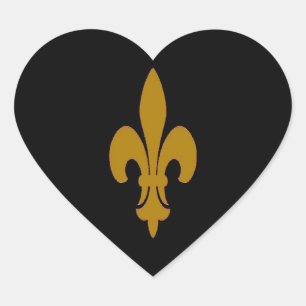 Golden Fleur De Lis Heart Sticker
