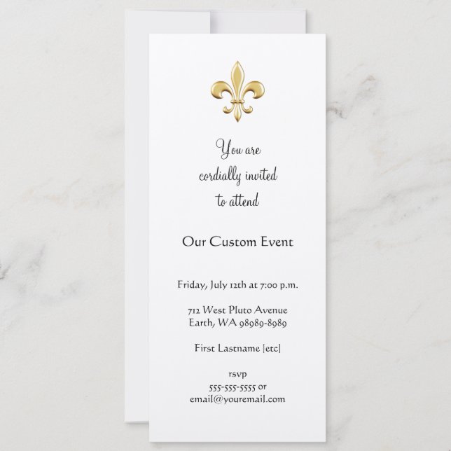 Golden Fleur De Lis Invitation (Front)