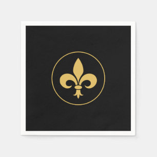 Golden Fleur-de-Lis on Black Napkins
