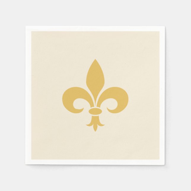 Golden Fleur-de-Lis  on Champagne Beige Napkins (Front)