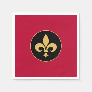 Golden Fleur-de-Lis on Crimson Red Napkins