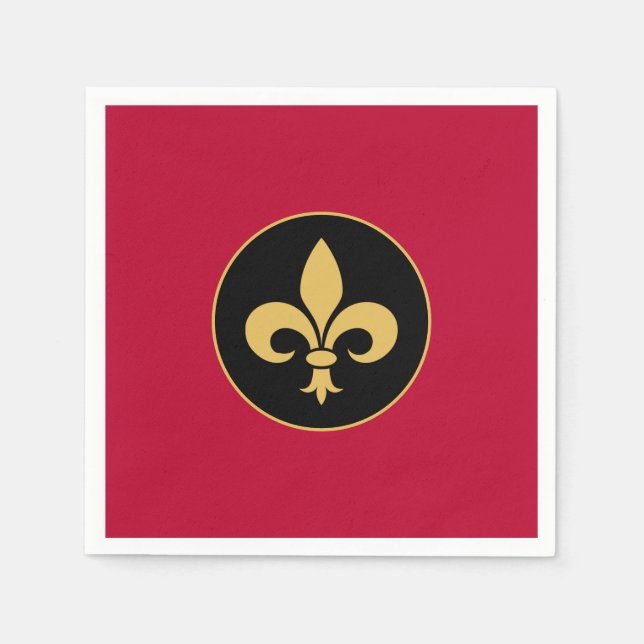 Golden Fleur-de-Lis  on Crimson Red Napkins (Front)