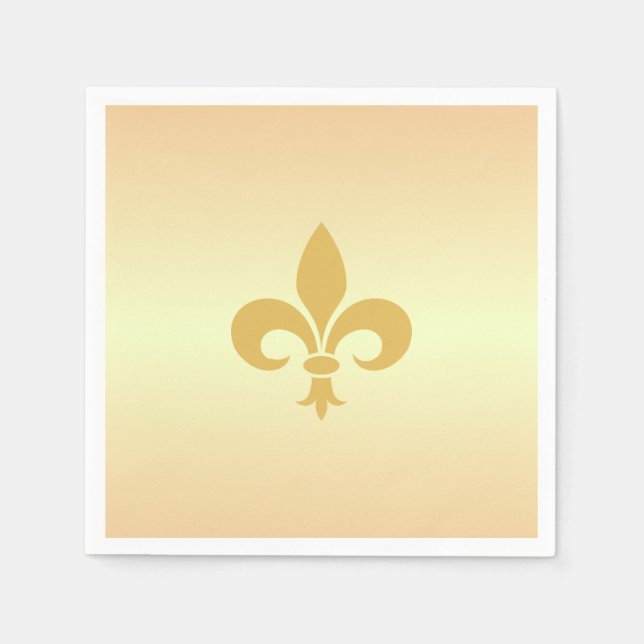Golden Fleur-de-Lis  on Golden Gradient Napkins (Front)