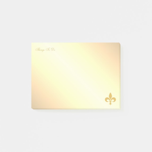 Golden Fleur de Lis on Golden Gradient Post-it Notes (Front)