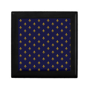 Golden Fleur de Lis on Navy Blue Gift Box