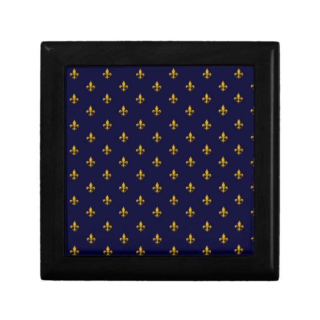 Golden Fleur de Lis on Navy Blue Gift Box (Front)