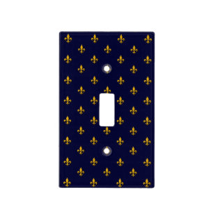 Golden Fleur de Lis on Navy Blue Light Switch Cover