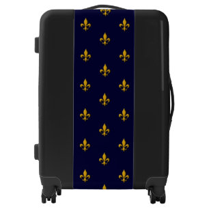 Golden Fleur de Lis on Navy Blue Luggage