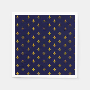 Golden Fleur de Lis on Navy Blue Napkins