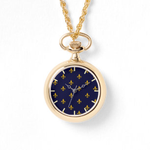 Golden Fleur de Lis on Navy Blue Watch