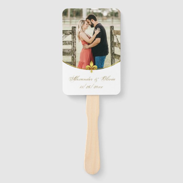 Golden Fleur de Lis Photo Hand Fan (Front)