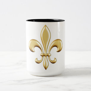 Golden Fleur De Lis Two-Tone Coffee Mug