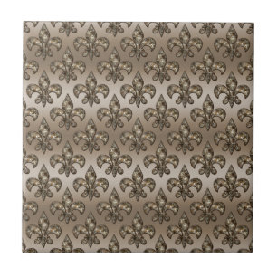 Golden Fleur-De-Lys Pattern Tile