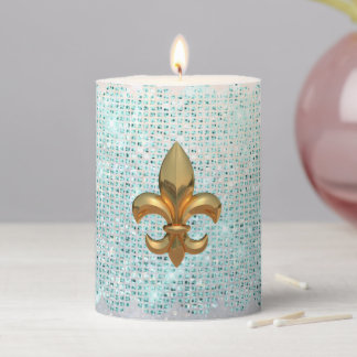 Golden Fleur de Lys Pillar Candle