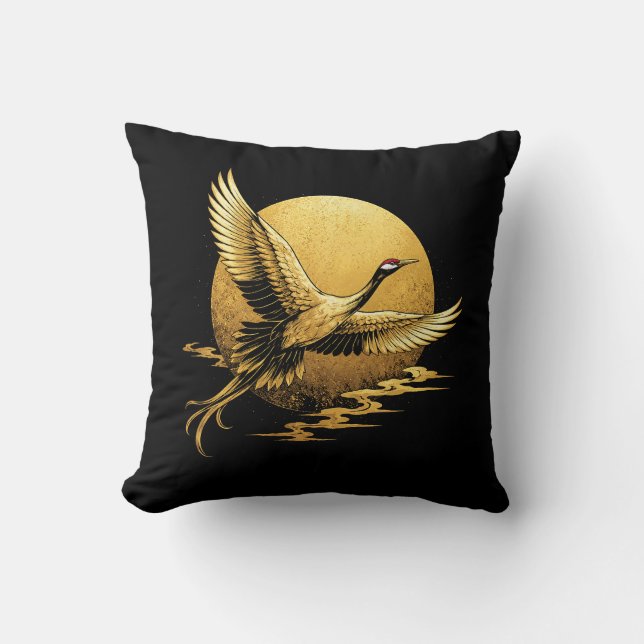 Golden Flight Throw Pillow (Front)