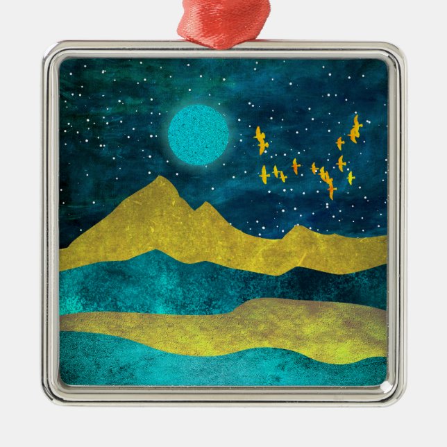 Golden Flock Metal Ornament (Front)