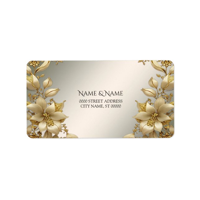 Golden Floral Address Label (Front)