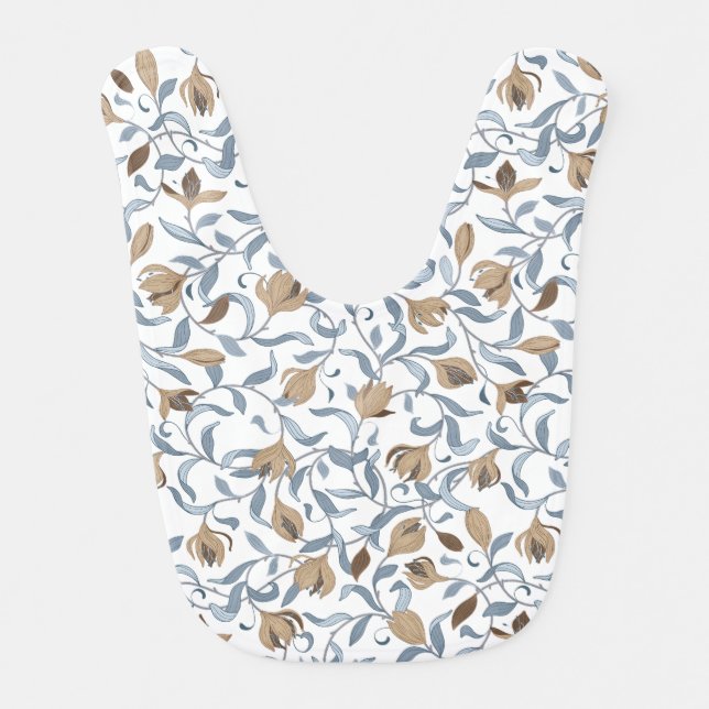Golden Floral Arts and Crafts Inspired Baby Bib (Front)