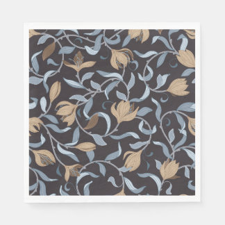 Golden Floral Arts and Crafts Inspired Napkins