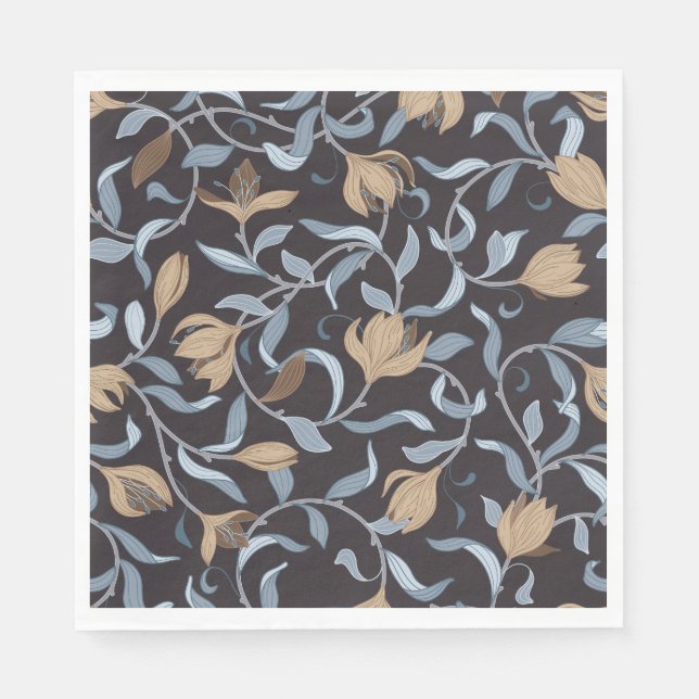 Golden Floral Arts and Crafts Inspired Napkins (Front)