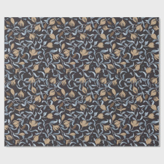 Golden Floral Arts and Crafts Wrapping Paper