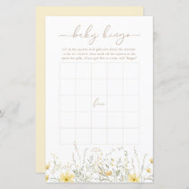 Golden Floral | Baby Bingo Game Card