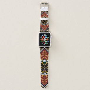 Golden floral baroque element with greek motif on  apple watch band