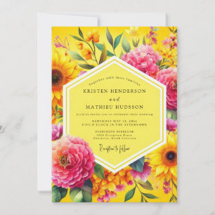 Golden Floral Bloom Wedding Invitation