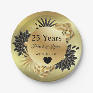 Golden Floral Boho 25th Anniversary - WE STILL DO Paper Plates
