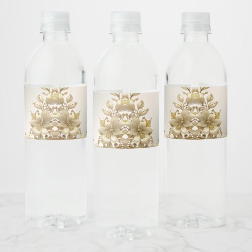 Golden Floral Bottle Label