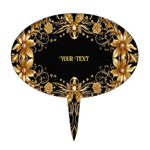 Golden Floral Cake Topper