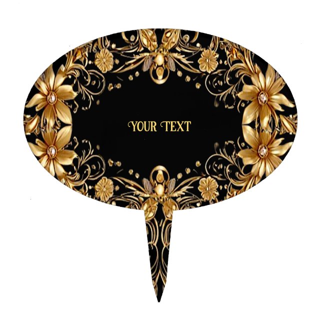 Golden Floral Cake Topper (Front)