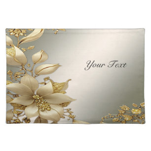 Golden Floral Cloth Table Placemat