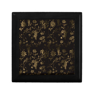 Golden floral decoration jewelry box