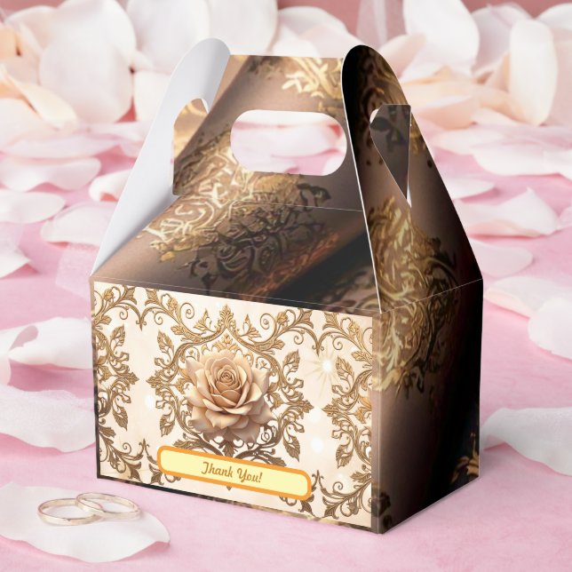 "Golden Floral Delight" Favor Boxes (Wedding)