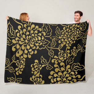 Golden Floral Design on Any Color Fleece Blanket