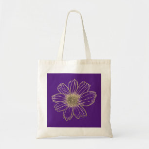 Golden Floral design Purple Tote Bag