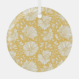 Golden floral doodle, abstract hand-drawn glass ornament