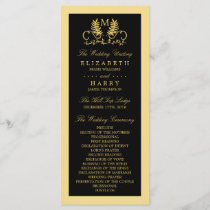 Golden Floral Emblem Wedding Program