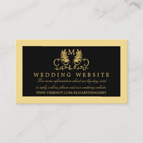 Golden Floral Emblem Wedding Website Enclosure Card