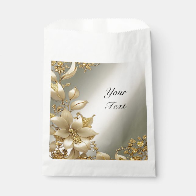 Golden Floral Favor Bag (Front)