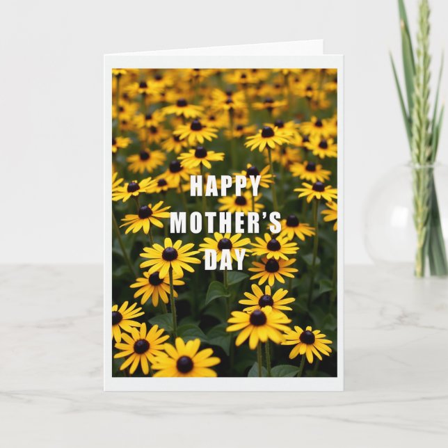 Golden Floral Field Greeting Card (Front)