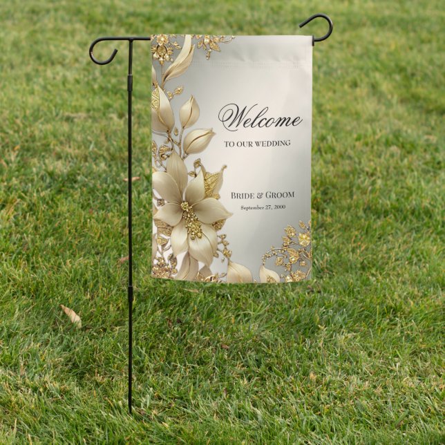 Golden Floral Garden Flag (In SItu)