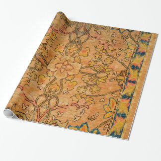 Golden Floral Gold Yellow Green Wrapping Paper